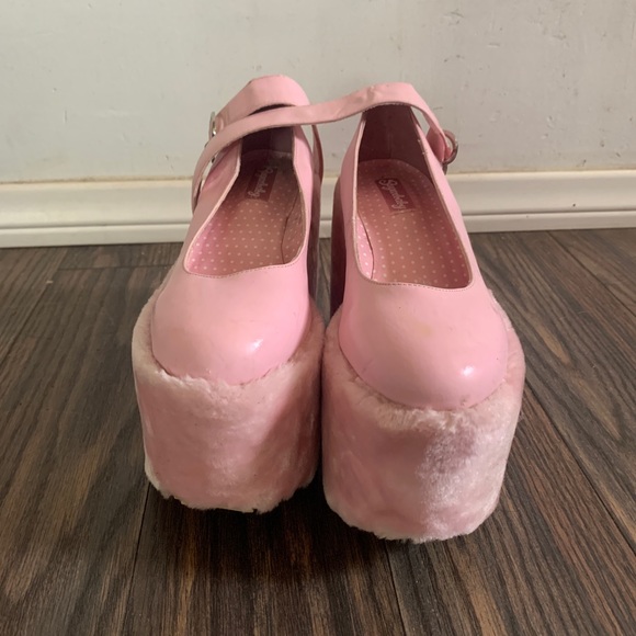 Dolls Kill Sugar Baby Faux Fur Rave Platforms - Picture 4 of 6